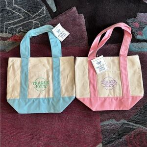 Trader Joe’s mini Tote Bag Set - Pink and Blue